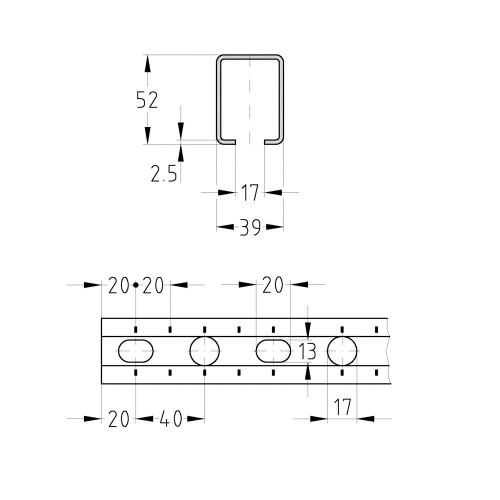 Installationsschienen 38/40