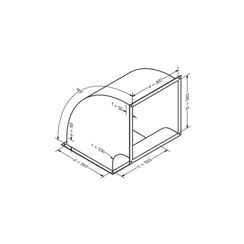 Kanalbogen, vertikal 90 (503x503 mm)