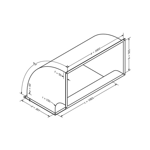 Kanalbogen, vertikal 90 (1003x503 mm)