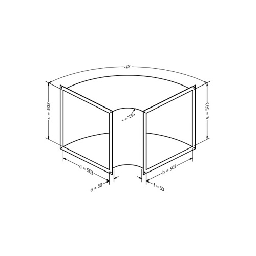 Kanalbogen, horizontal 90 (503x503 mm)