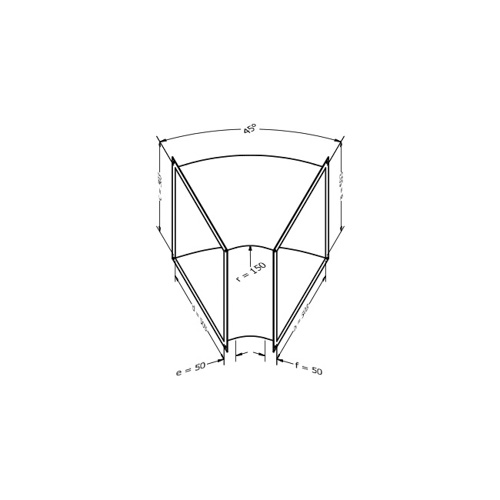 Kanalbogen, horizontal 45 (503x503 mm)