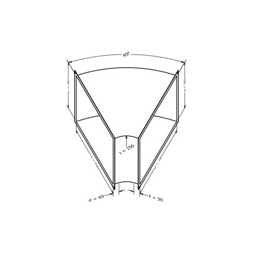 Kanalbogen, horizontal 45 (503x750 mm)