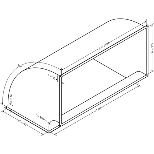 Kanalbogen, vertikal 90 (1480x711 mm)