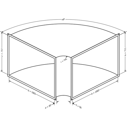 Kanalbogen, horizontal 90 (711x1003 mm)