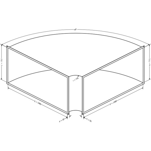 Kanalbogen, horizontal 90 (711x1480 mm)