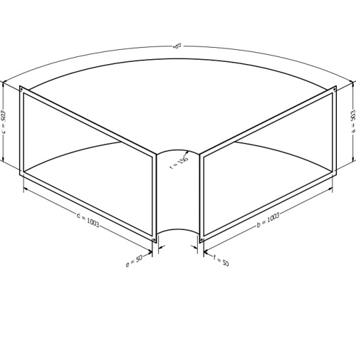 Kanalbogen, horizontal 90 (503x1003 mm)