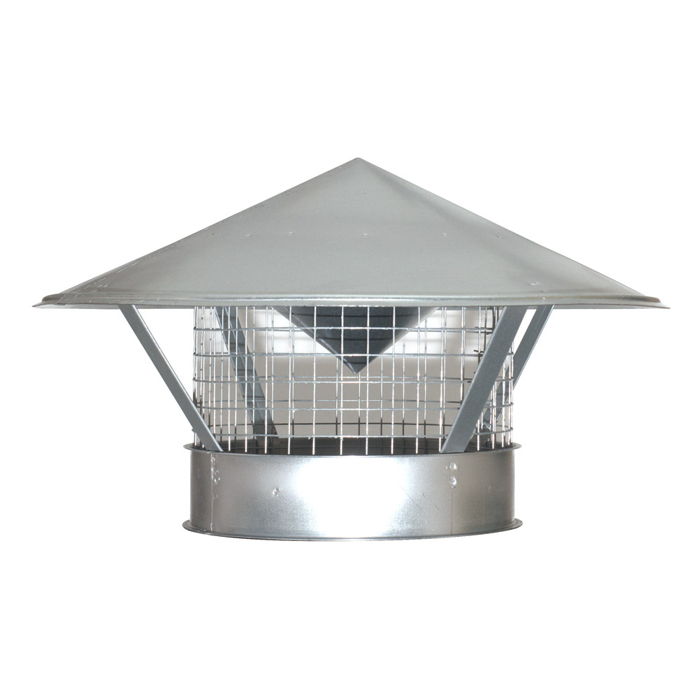 Dachhaube mit Regenschürze Stahl verzinkt DN 125mm mit Vogelschutzgitter 