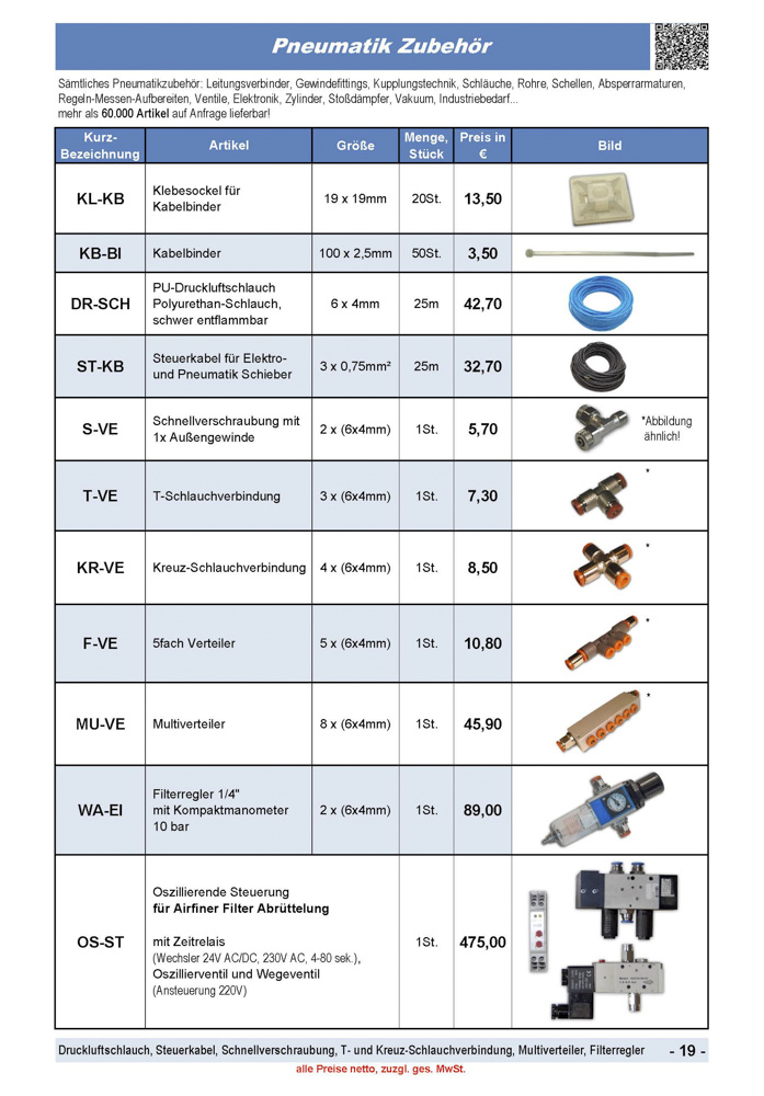 Druckluftschlauch, Steuerkabel, Schnellverschraubung, T- und Kreuz-Schlauchverbindung, 5fach Verteiler, Multiverteiler, Filterregler